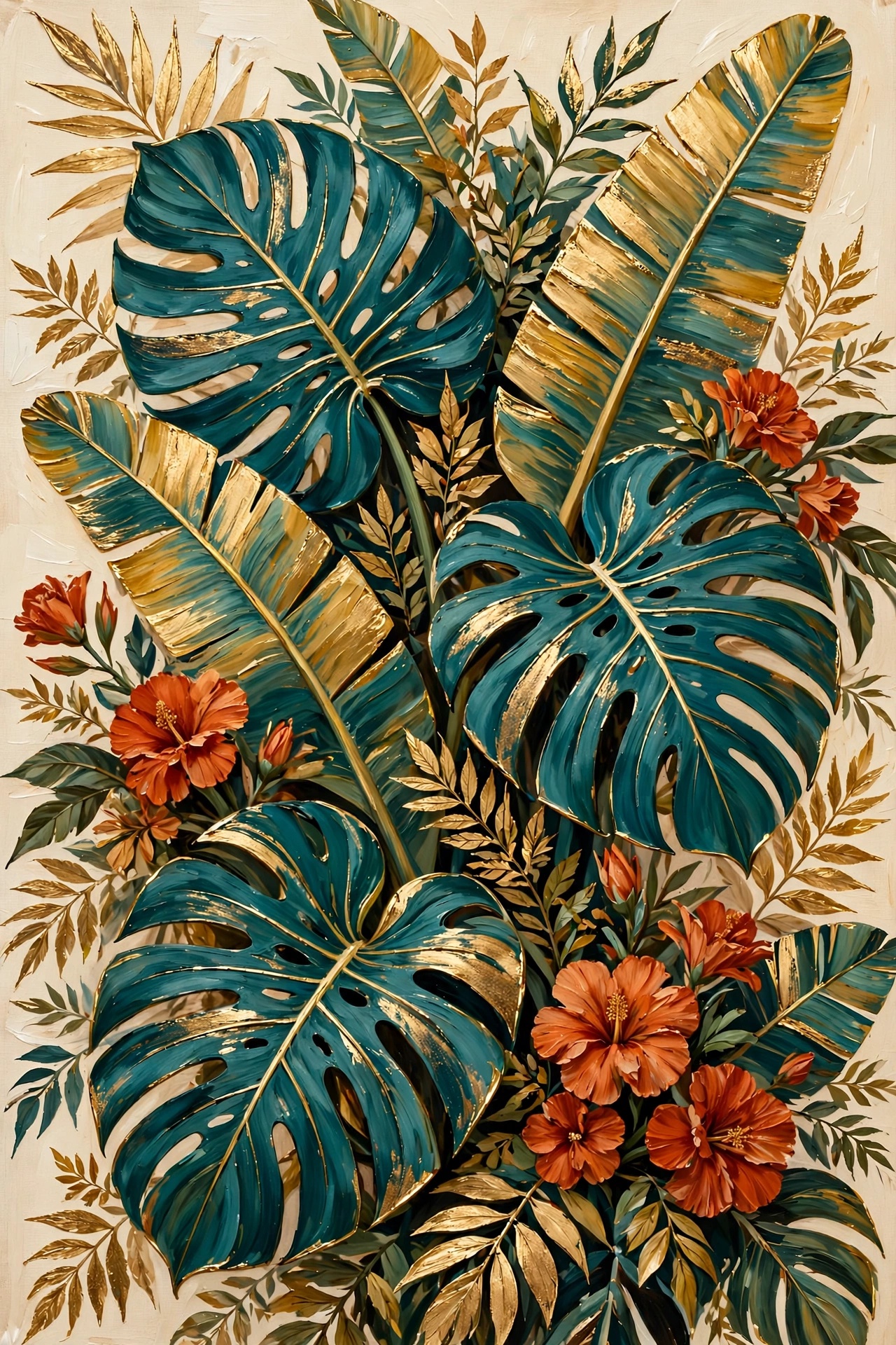 Tropical gold leaves