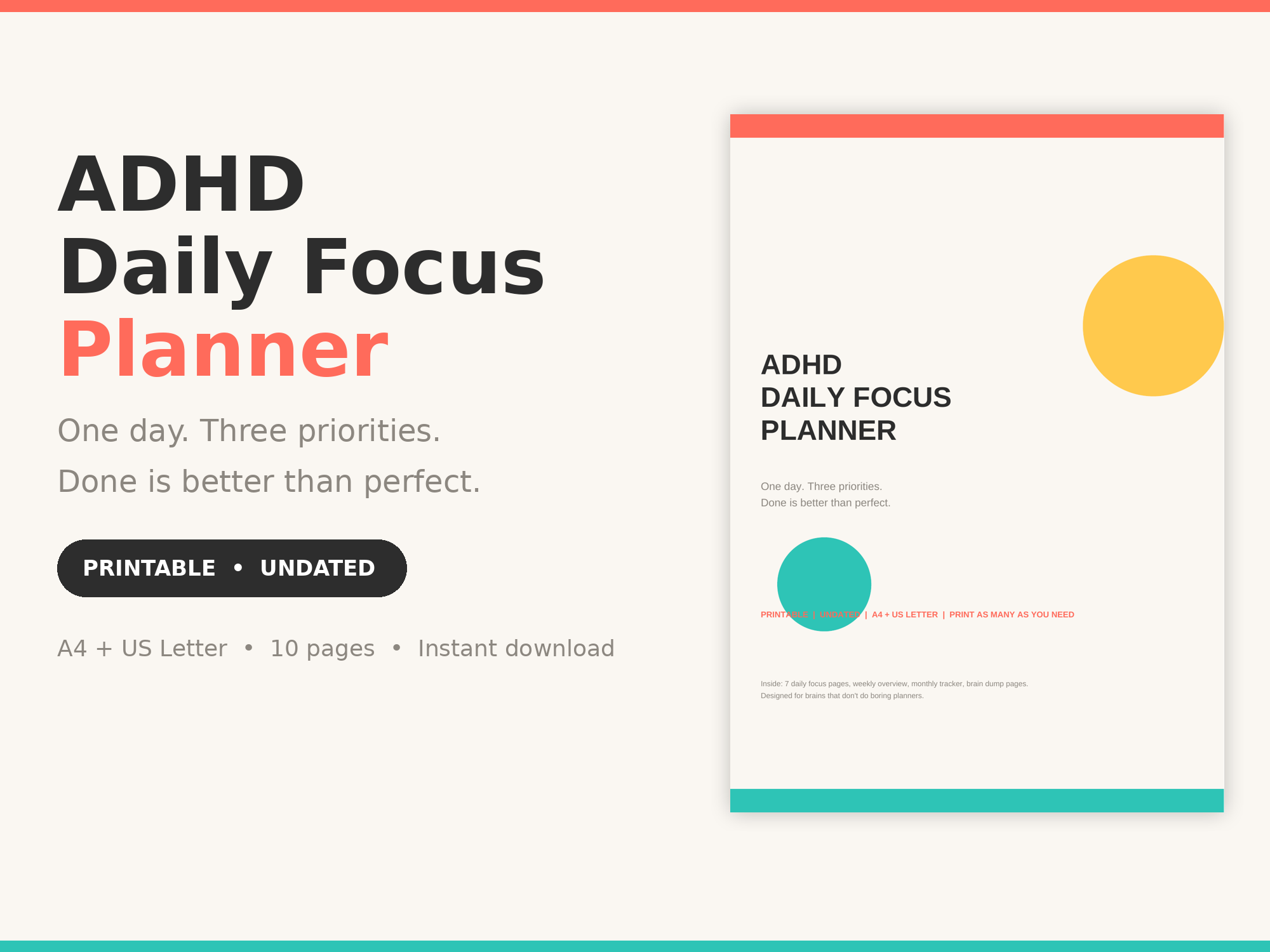 ADHD Daily Focus Planner cover
